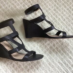 Black Via Spiga ankle strap wedge sandals Size 6 1/2